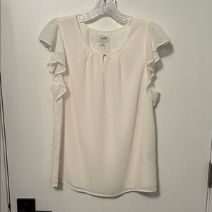 J. Crew Women's Cream Ruffle Cap Sleeve Blouse